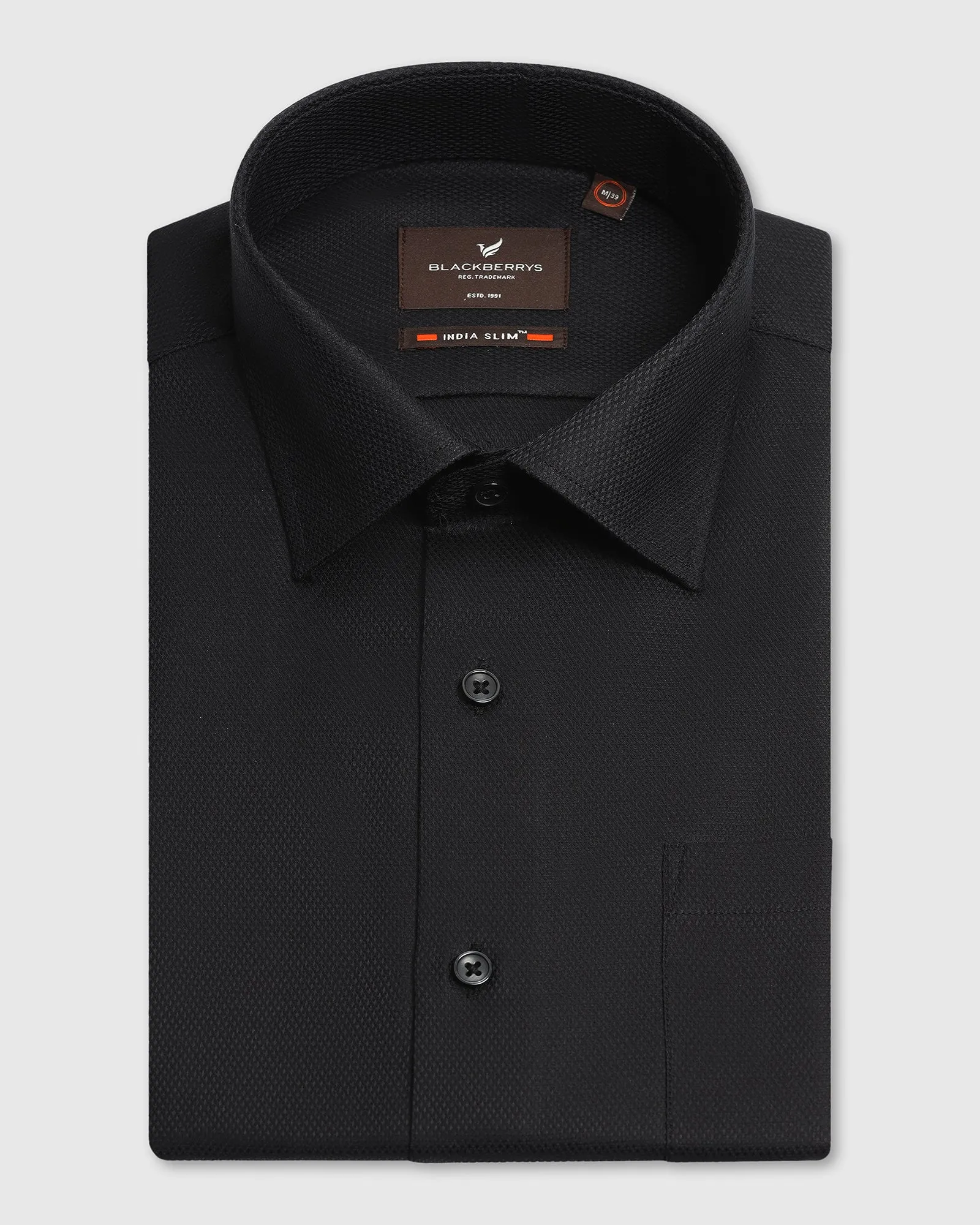 adult clothing Shimmer Effect Formal Black Textured Shirt - Evolve