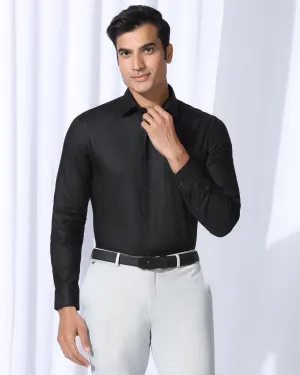 Lightweight Construction Formal Black Textured Shirt - Evolve