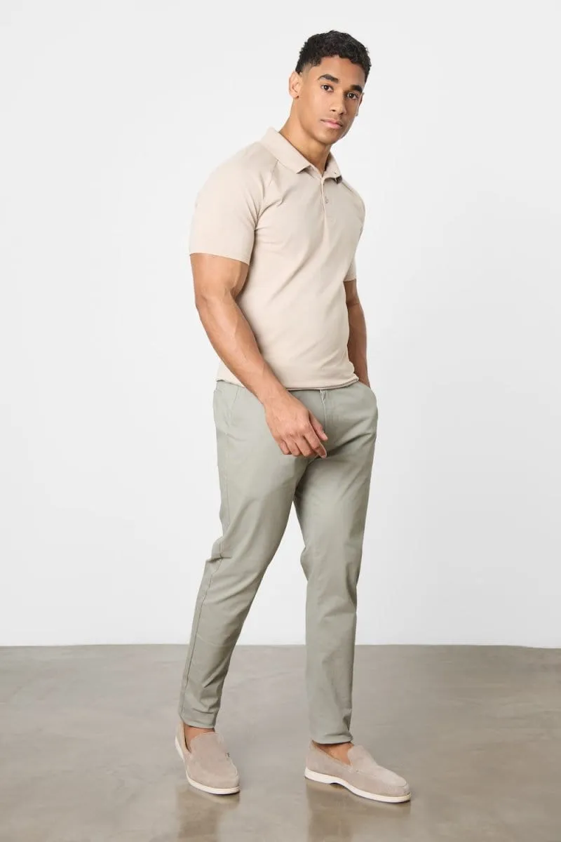 Light Reflective Details WaterRepellentCoating Athletic Fit Cotton Stretch Chino Pants in Soft Khaki