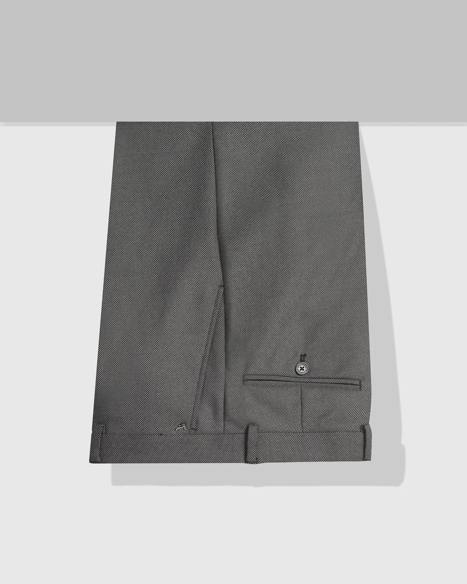 Warm design NonRestrictiveCut Slim Comfort B-95 Formal Charcoal Textured Trouser - Turismo