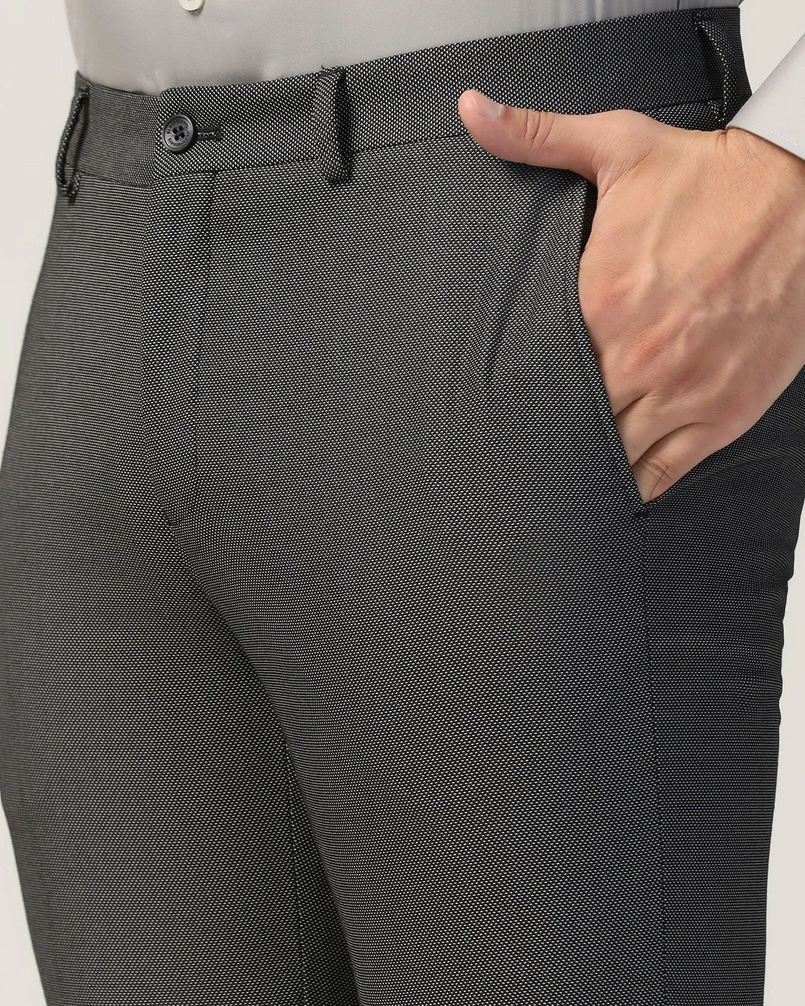 Slim Comfort B-95 Formal Charcoal Textured Trouser - Turismo Stretching Fit Stretch Support