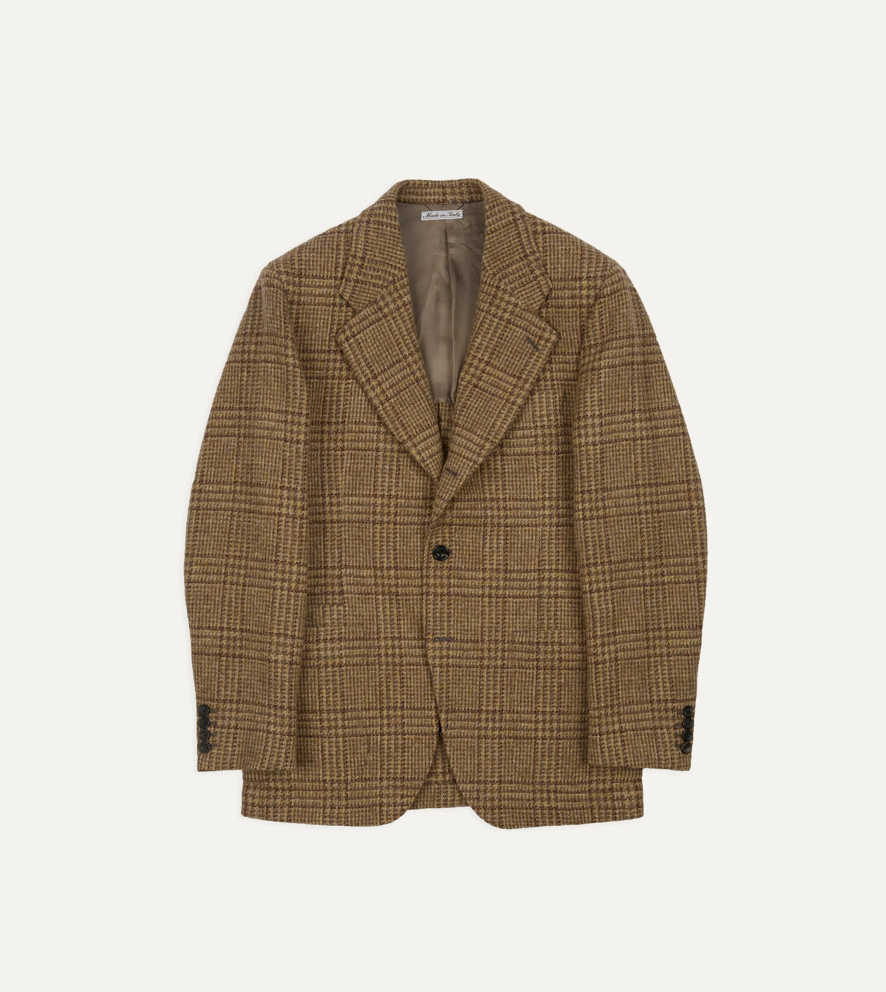 Beige Prince of Wales Check Tweed Blazer Lightweight insulation