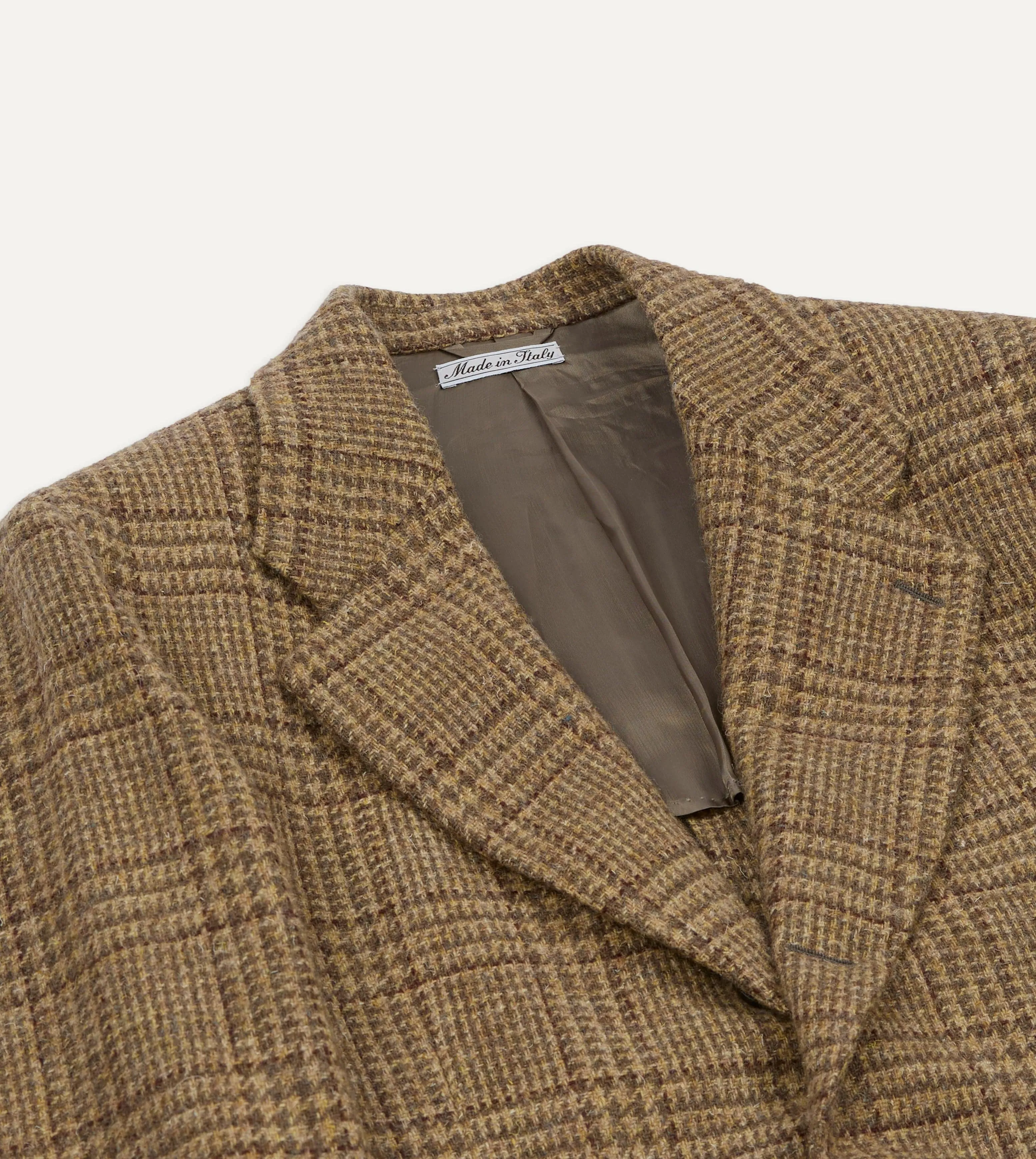 Beige Prince of Wales Check Tweed Blazer Comfortable Urban Piece QuickRelease Buckles