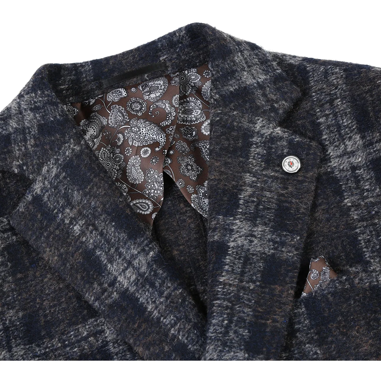 Non Restrictive Cut Stretch Cloth Pellagio Men's Half Canvas Gray Blazer PF23-8