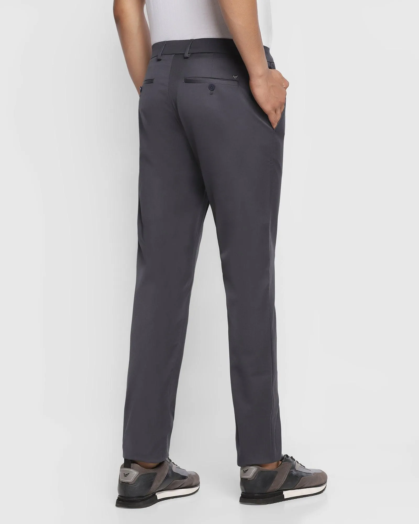 TechPro Slim Comfort B-95 Casual Dark Grey Solid Khakis - Nord Laser Cut Perforations Crisp Design