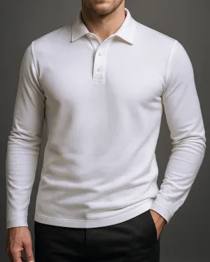 EZS Aria White Long Sleeve Polo Cool Wear