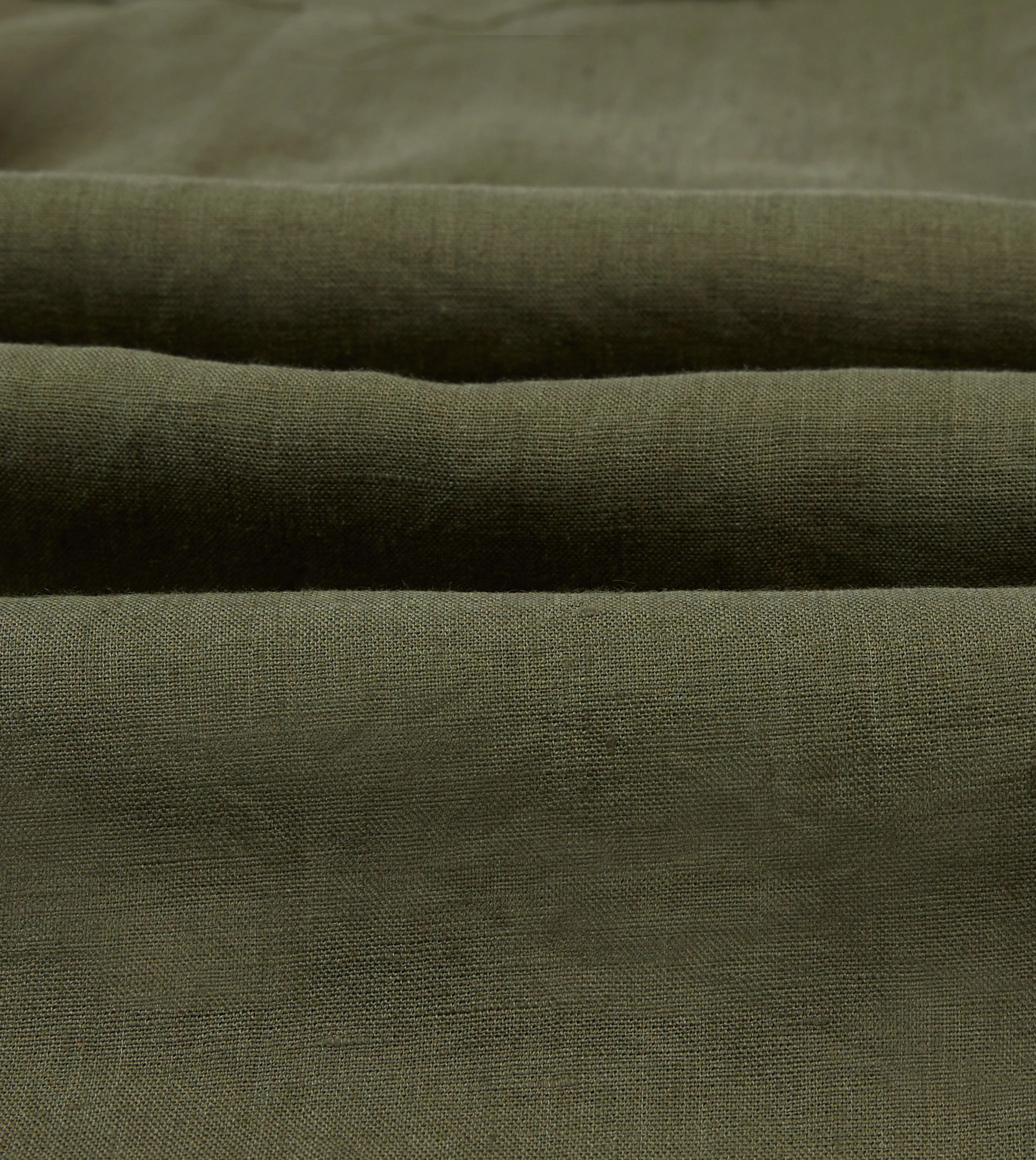 Khaki Linen Camp Collar Long Sleeve Shirt Warm Layers