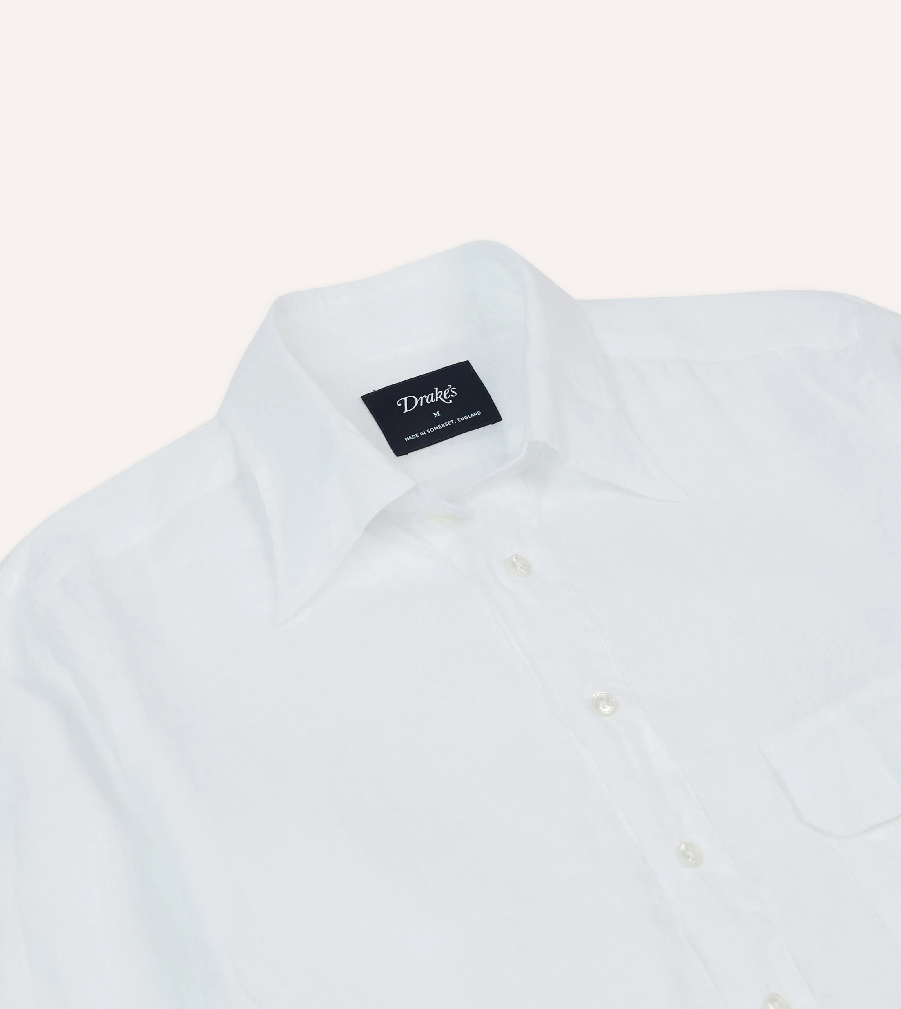 White Linen Long Point Collar Popover Shirt Corporate Wear Smooth Seam Finish