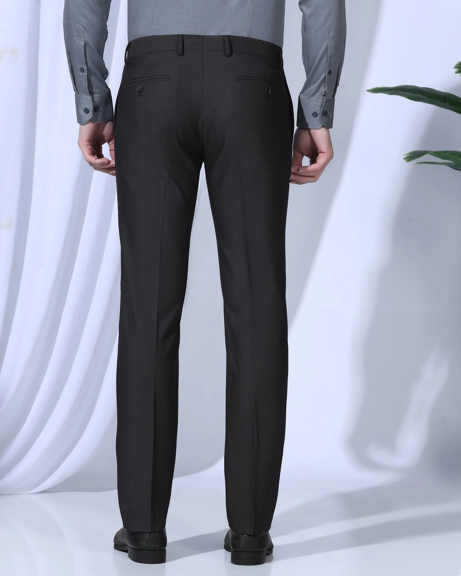 Slim Comfort B-95 Formal Black Textured Trouser - Coach Travel Ready Street Inspired