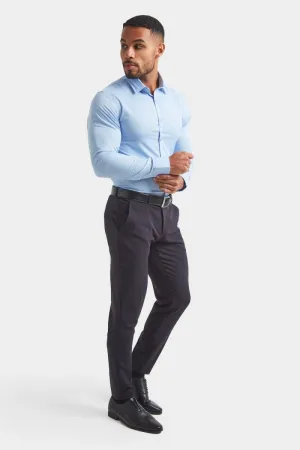 Plus Size Fit Stretchy Cloth Athletic Fit Dress Shirt in Light Blue