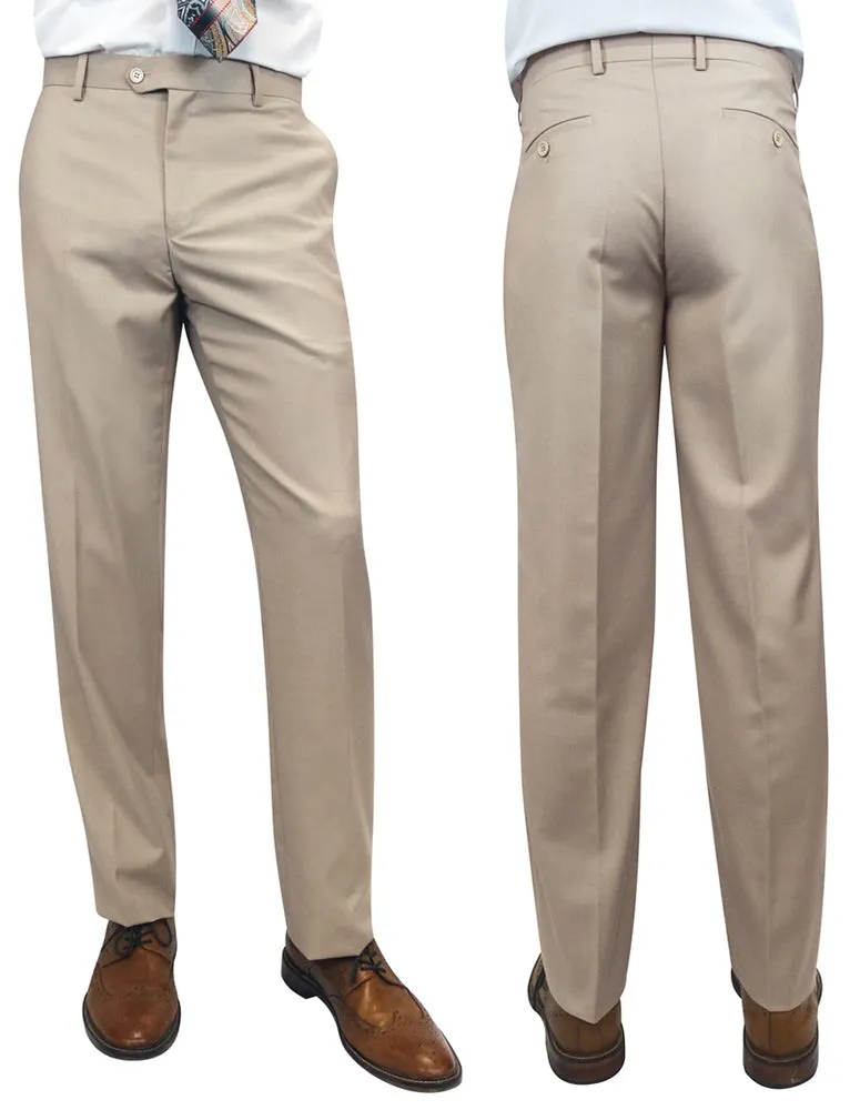 TAN SLIM FIT DRESS PANTS WaterRepellentCoating Indoor Comfort