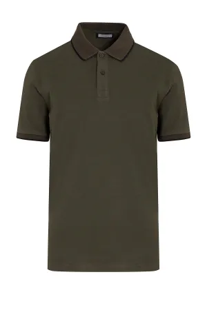 Regular Fit Cotton Blend Khaki Polo T-Shirt Performance Fabric