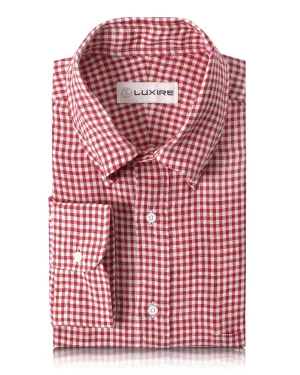 Stylish Dress Thermal regulation Linen:Red Gingham Checks