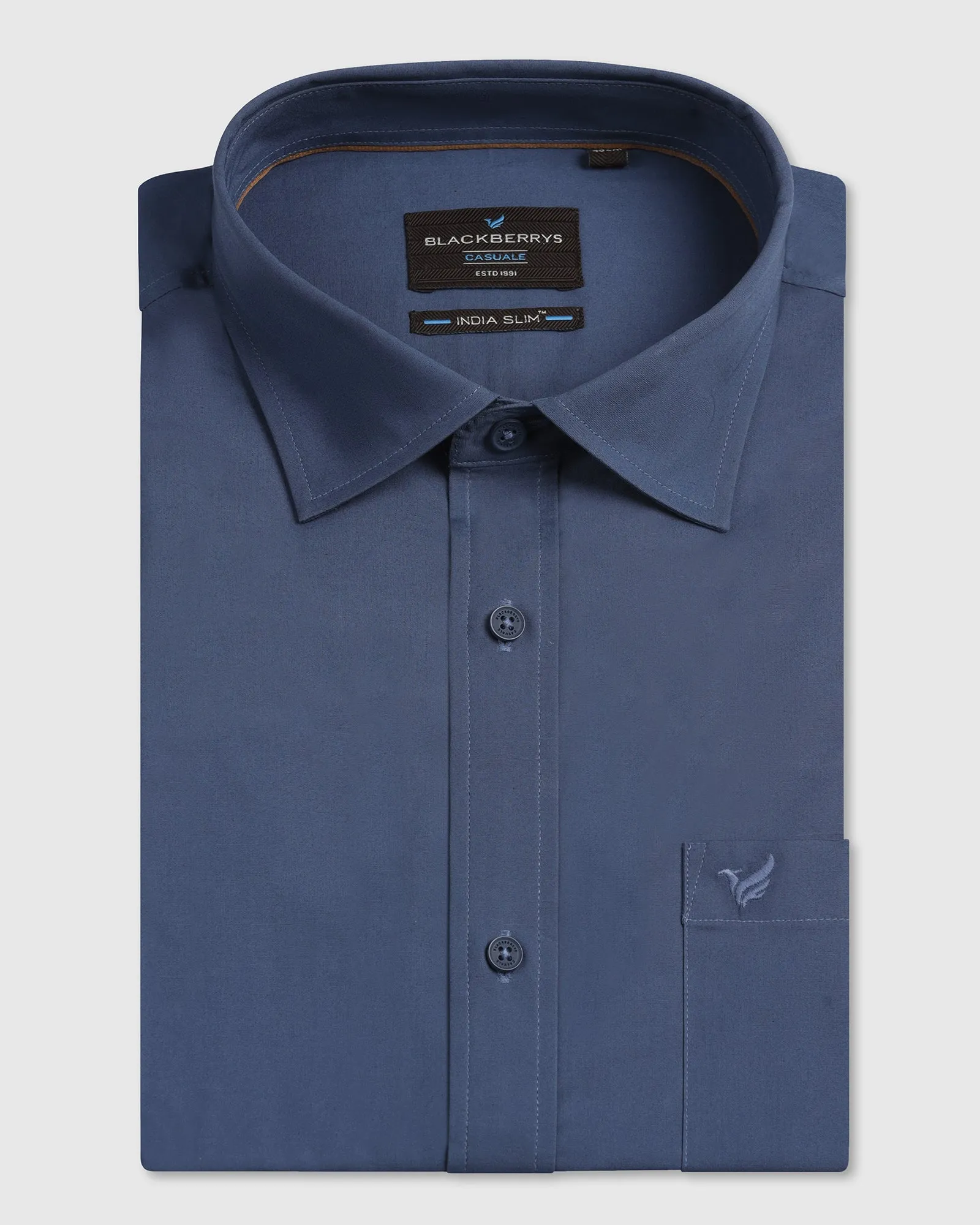 Seasonal Fashion Blue Solid Shirt - Lujo