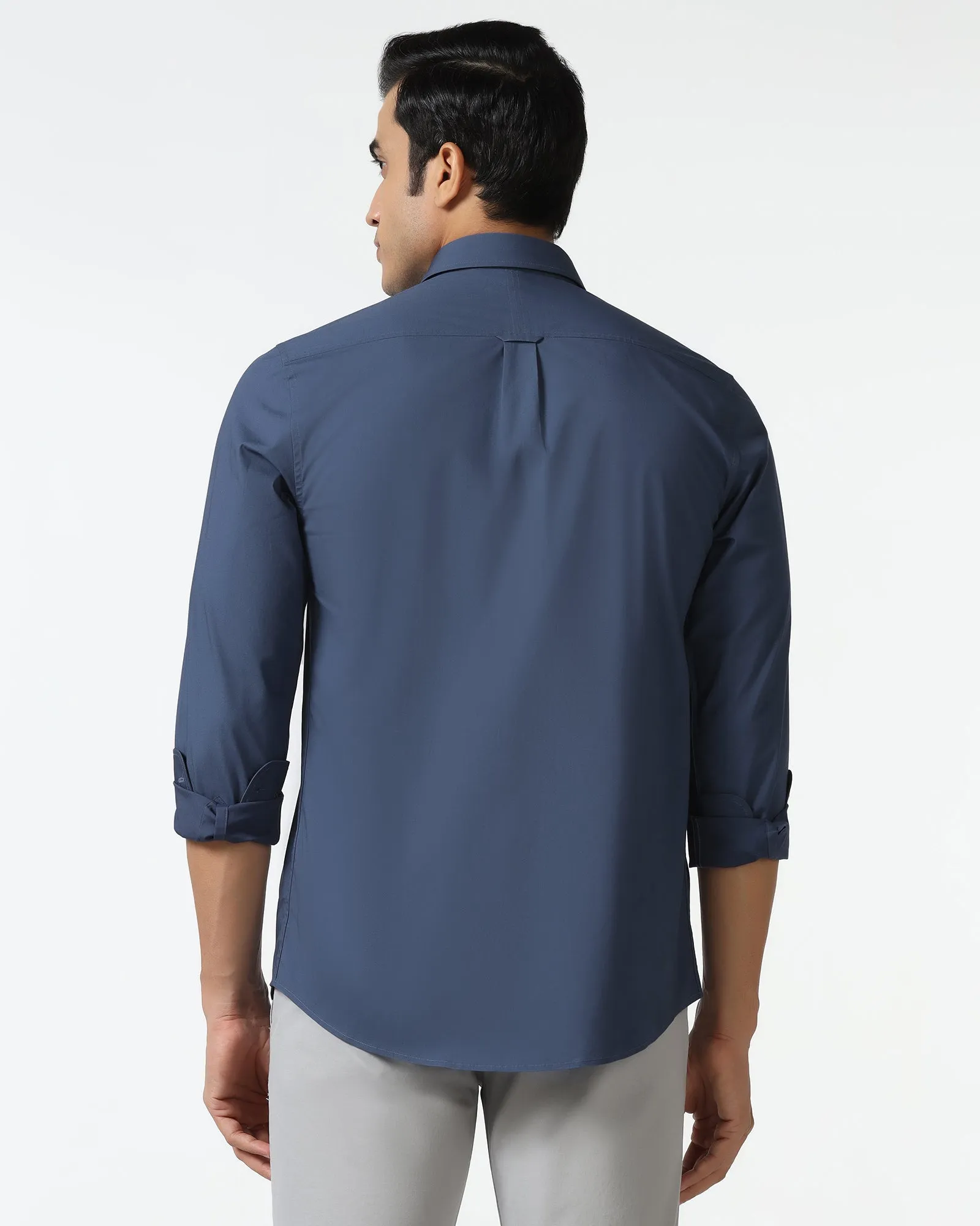 Animal Print Blue Solid Shirt - Lujo