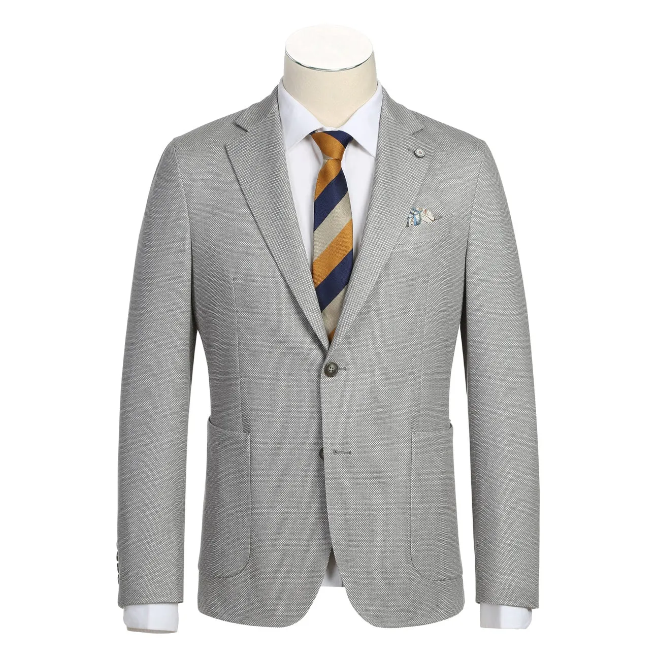 Pattern Print Pellagio Gray Men's Half Canvas Blazer PS23-2