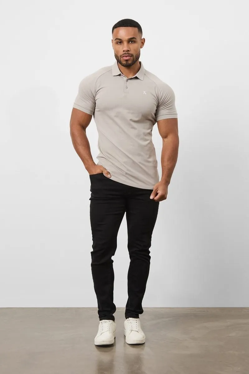 Stylish Collar Athletic Fit Polo Shirt in Concrete Grey