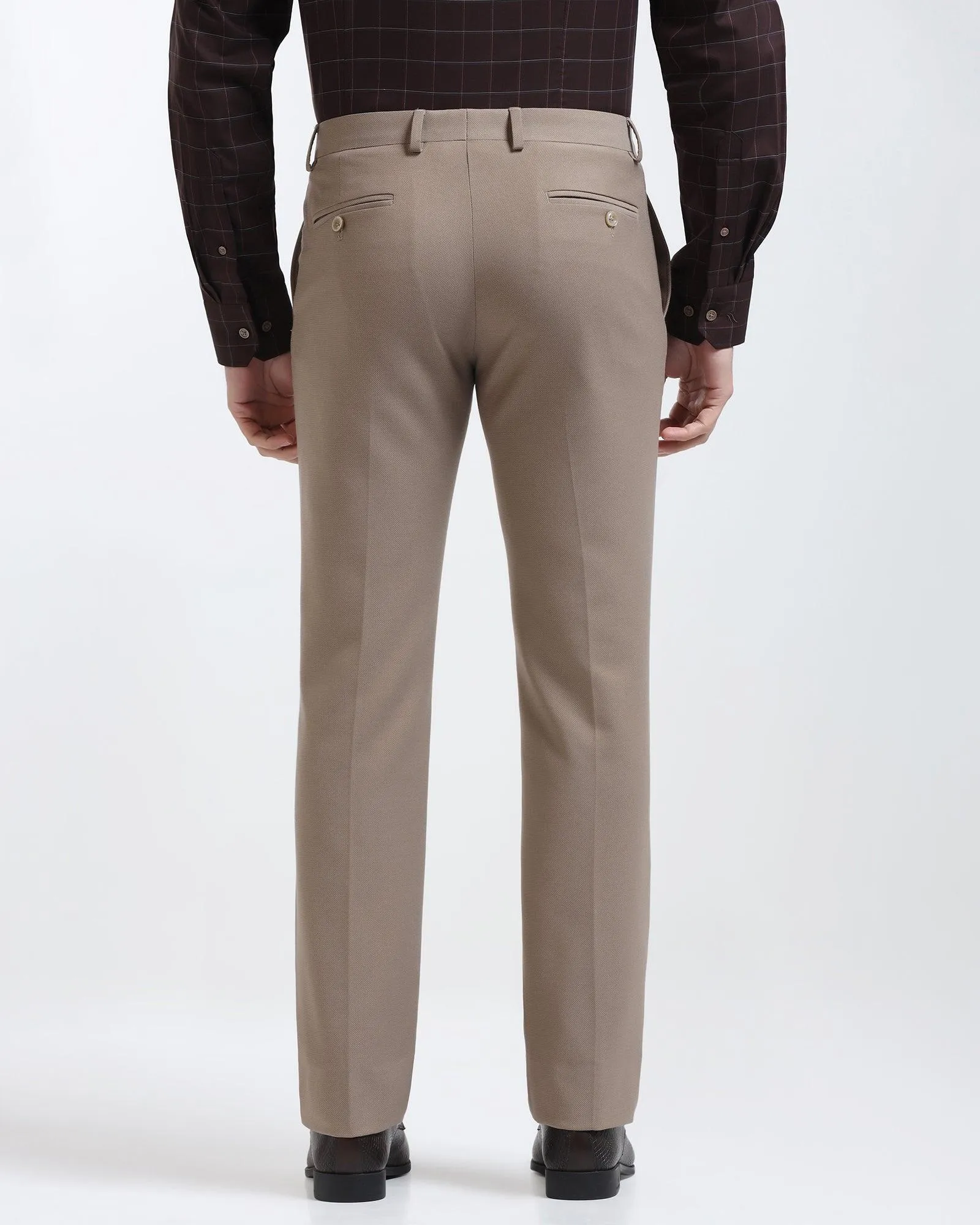 Slim Comfort B-95 Formal Beige Textured Trouser - Iron Sport Fit Comfortable Cut
