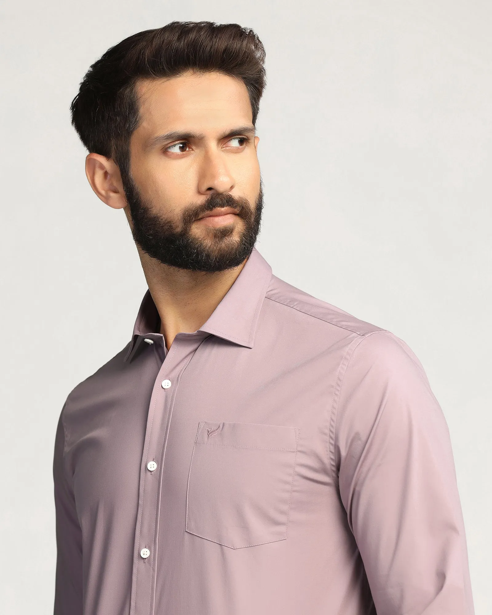 Casual Dusty Pink Solid Shirt - Lujo Seamless Shoulder Construction Workwear Essential