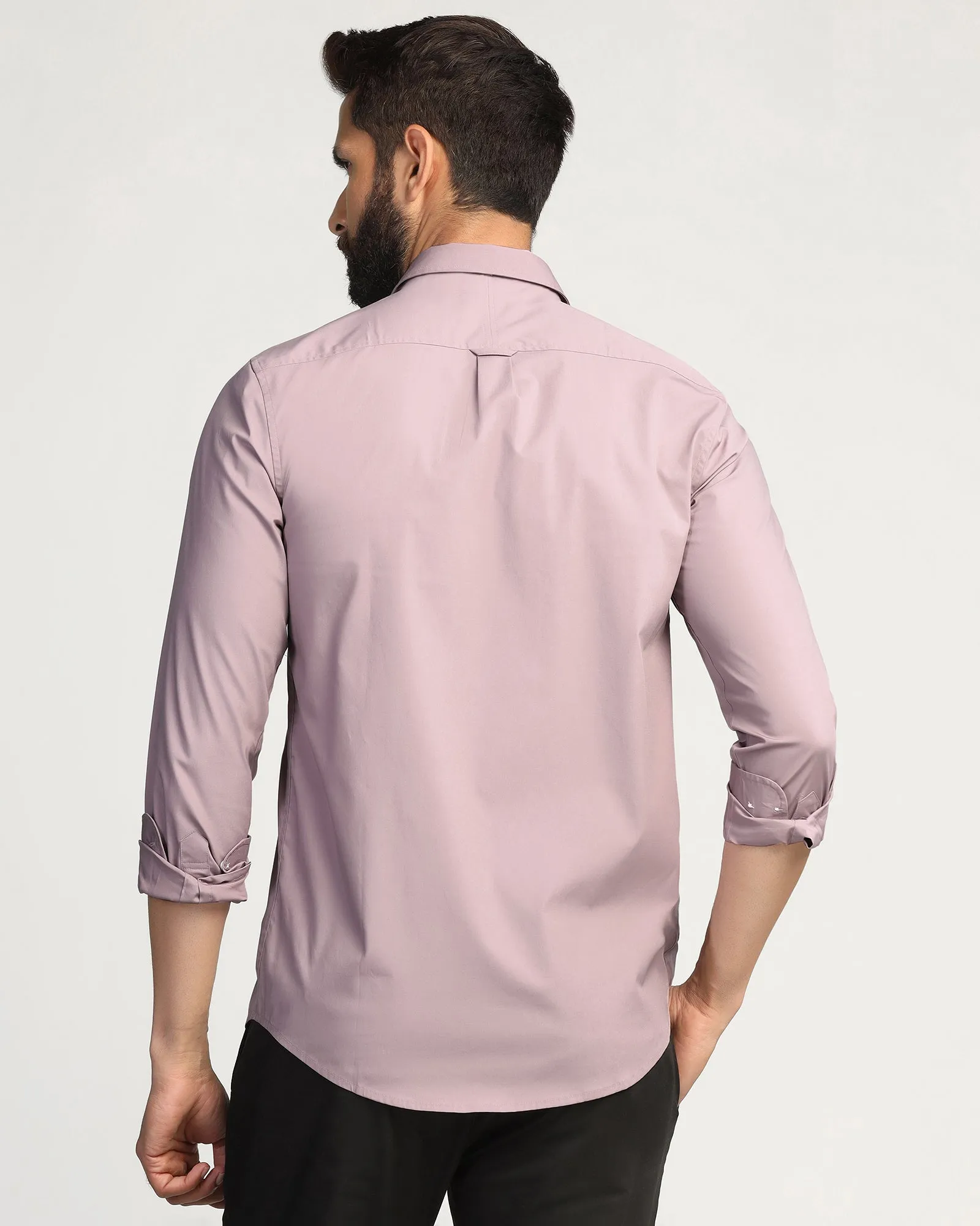 Smart Appearance Wrinkle Resistant Finish Casual Dusty Pink Solid Shirt - Lujo