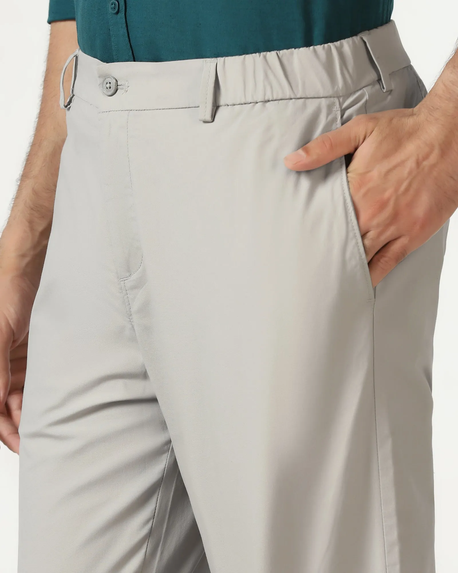 Feminine Cut Supportive Fit Grey Solid Khakis - Taurus