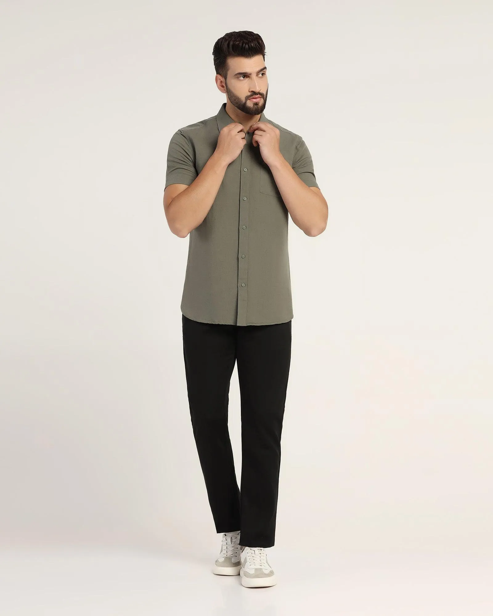 Slim wear Slim Comfort B-95 Casual Black Solid Khakis - Clate