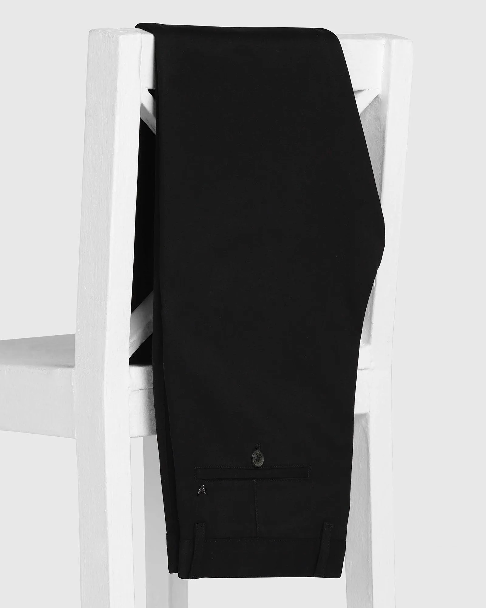 Stretchable Waist Slim Comfort B-95 Casual Black Solid Khakis - Clate