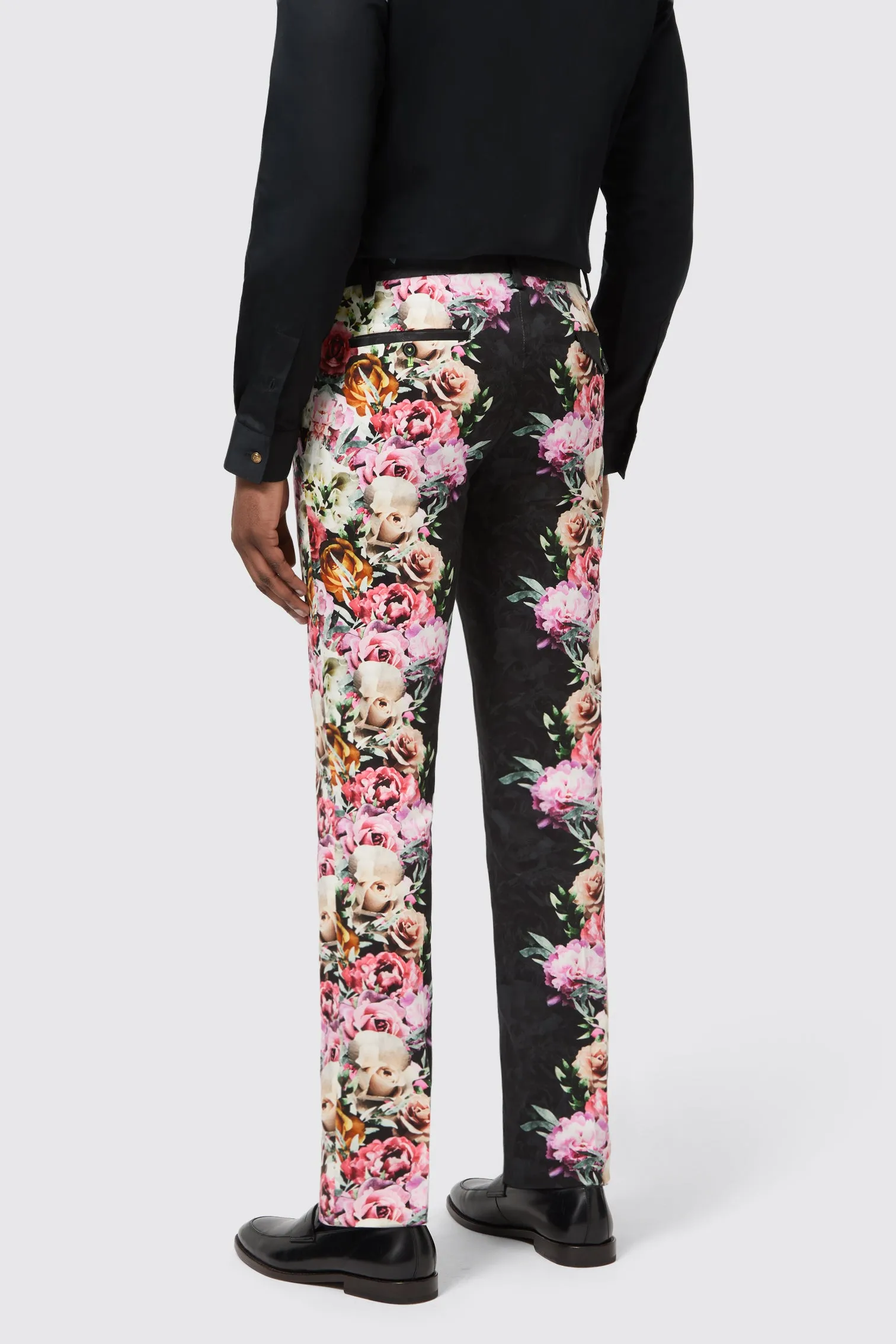 Ikeda Slim Fit Black Cotton Floral Trousers winter clothing Move Fast