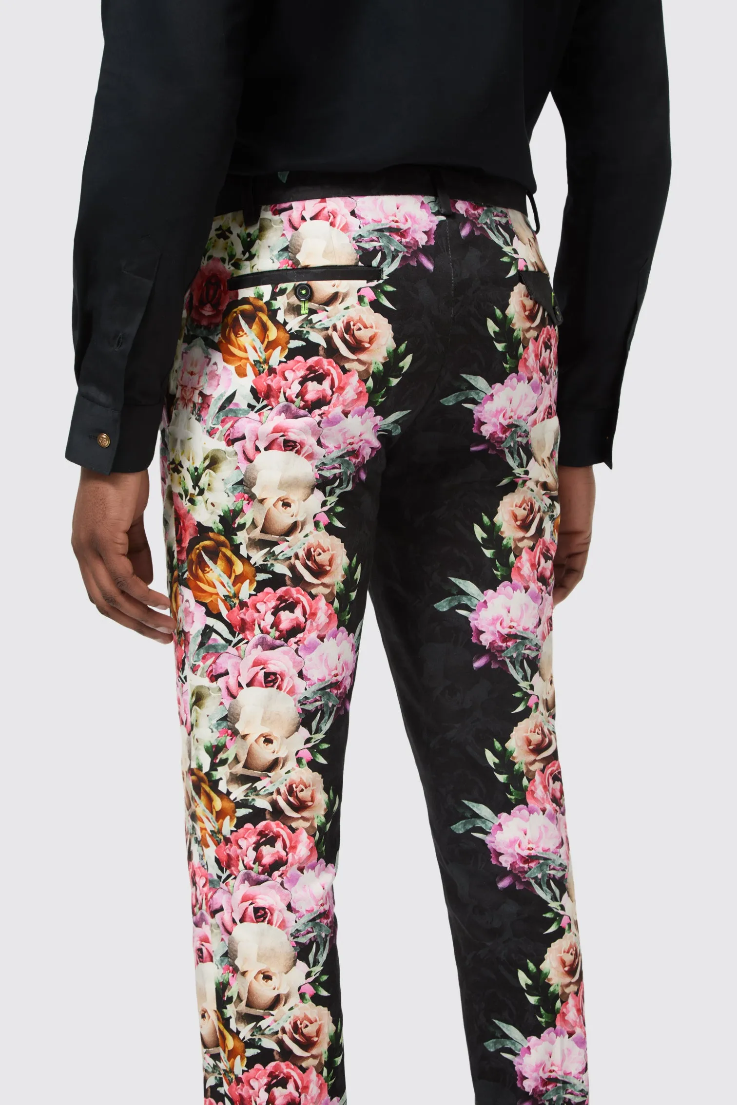 Cool Hooded Jacket Ikeda Slim Fit Black Cotton Floral Trousers