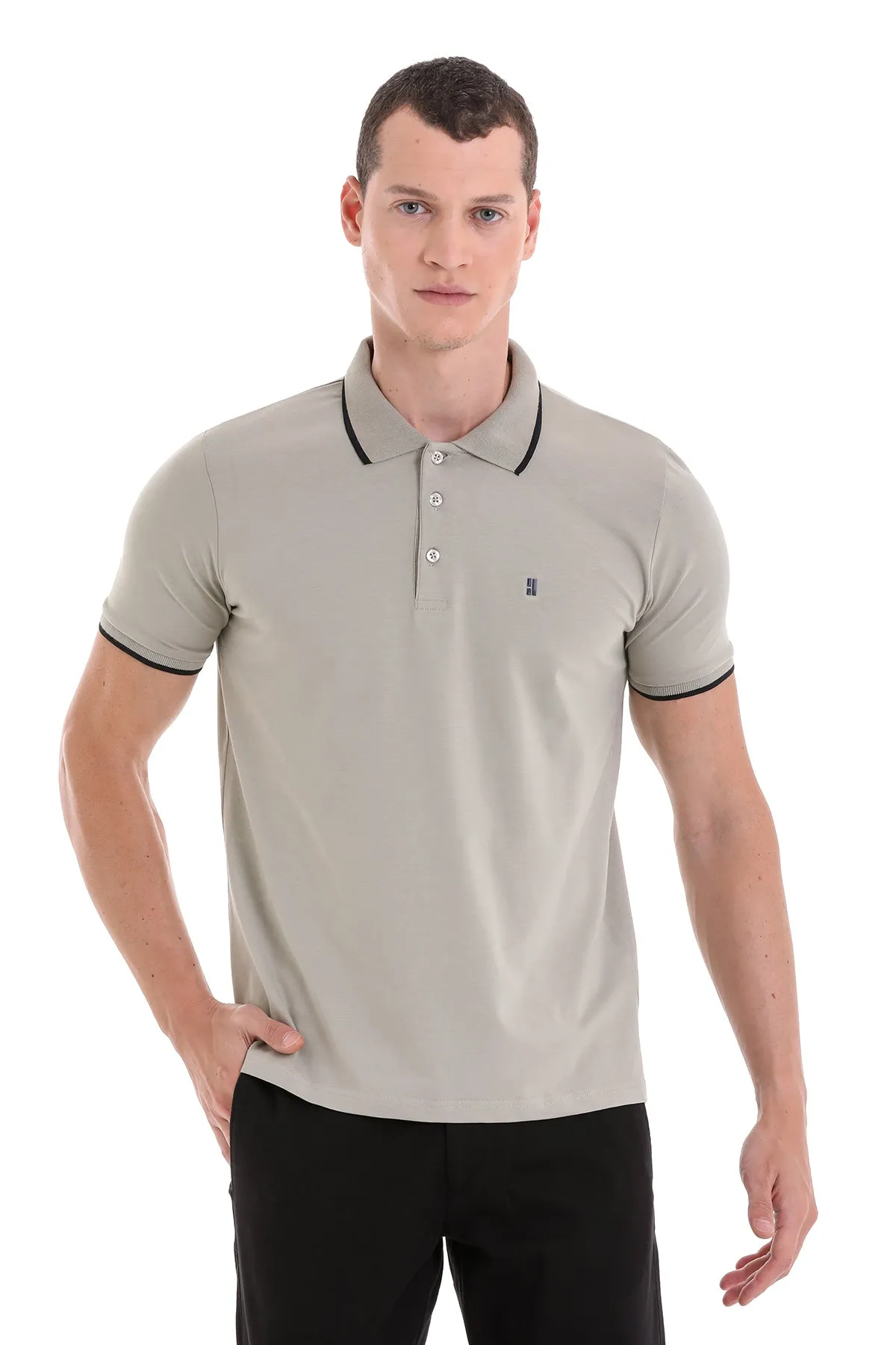 Regular Fit Green Vetiver Basic Cotton Polo T-Shirt Everyday Layer
