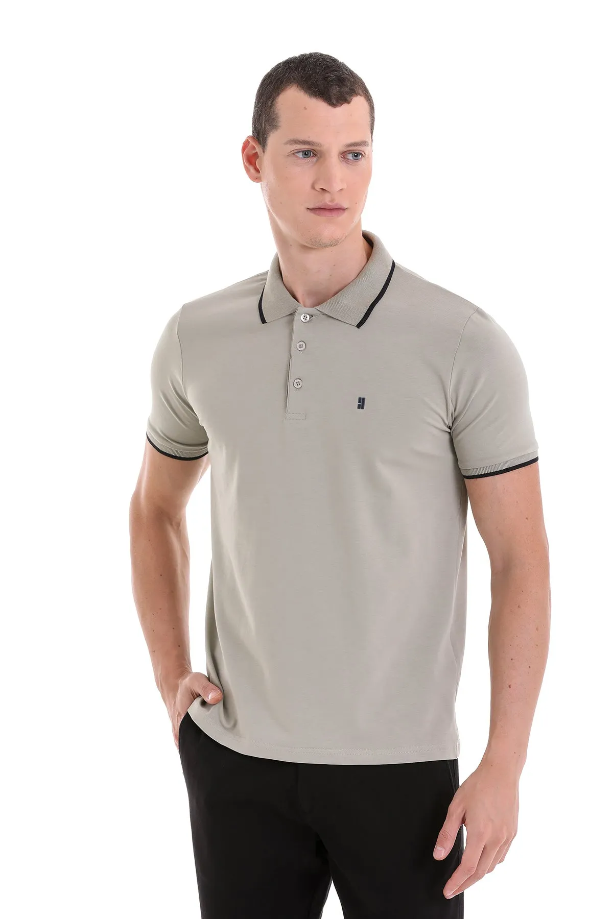 Collared Shirt Regular Fit Green Vetiver Basic Cotton Polo T-Shirt