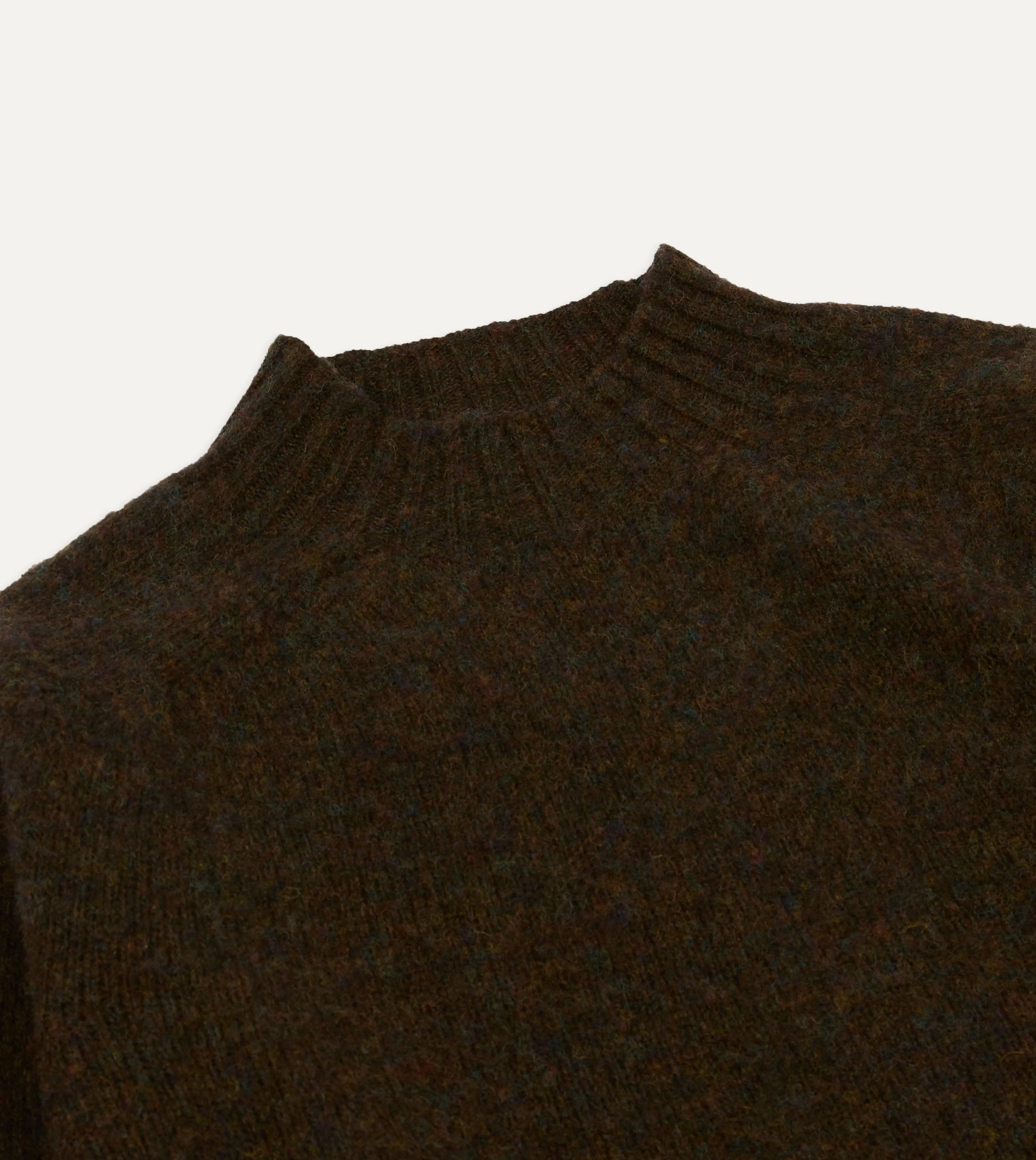 Brown Brushed Shetland Mock Neck Jumper Lake Glow SheerLayeredPanels