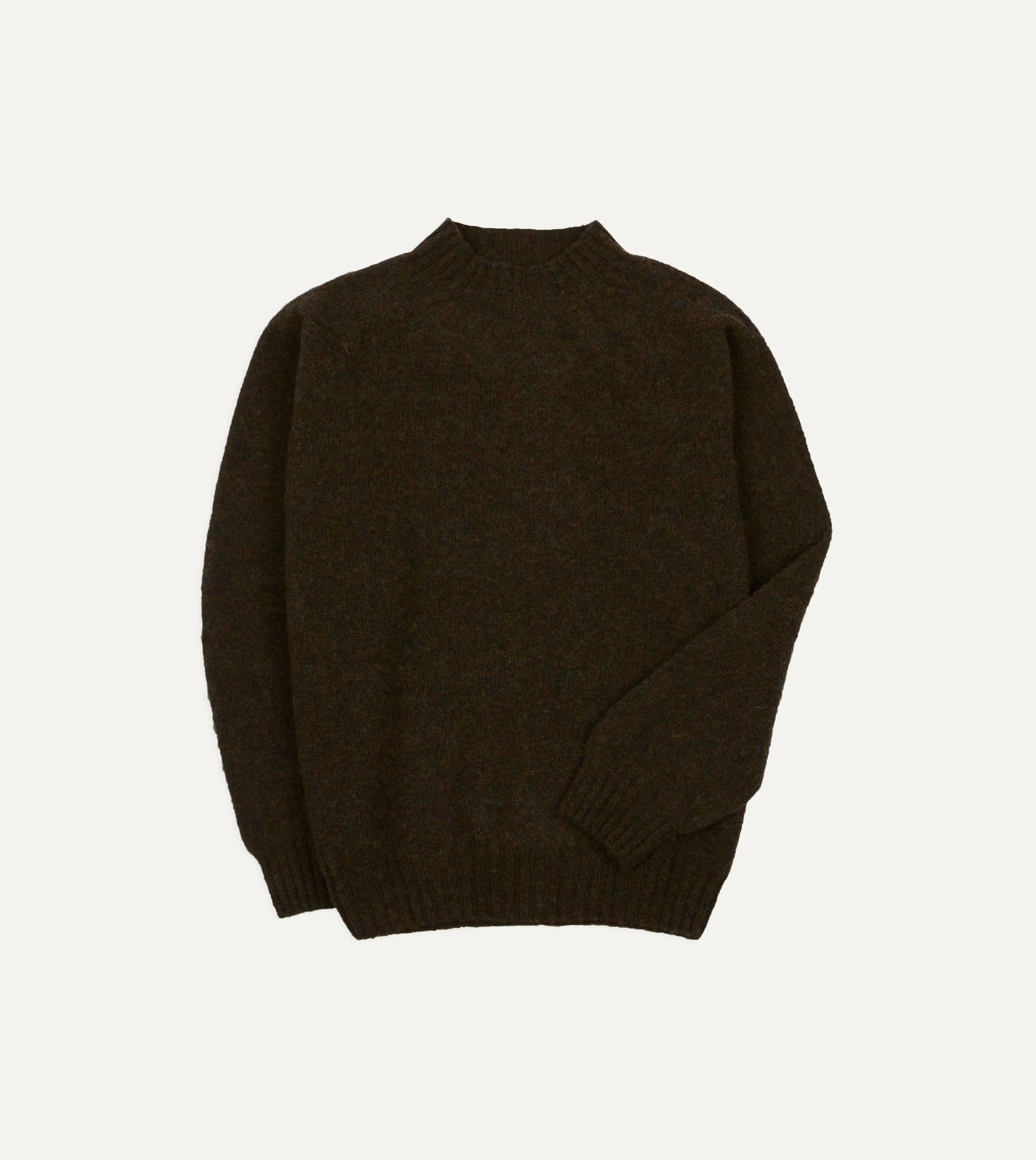 Brown Brushed Shetland Mock Neck Jumper SustainableTextiles QuickReleaseClosures