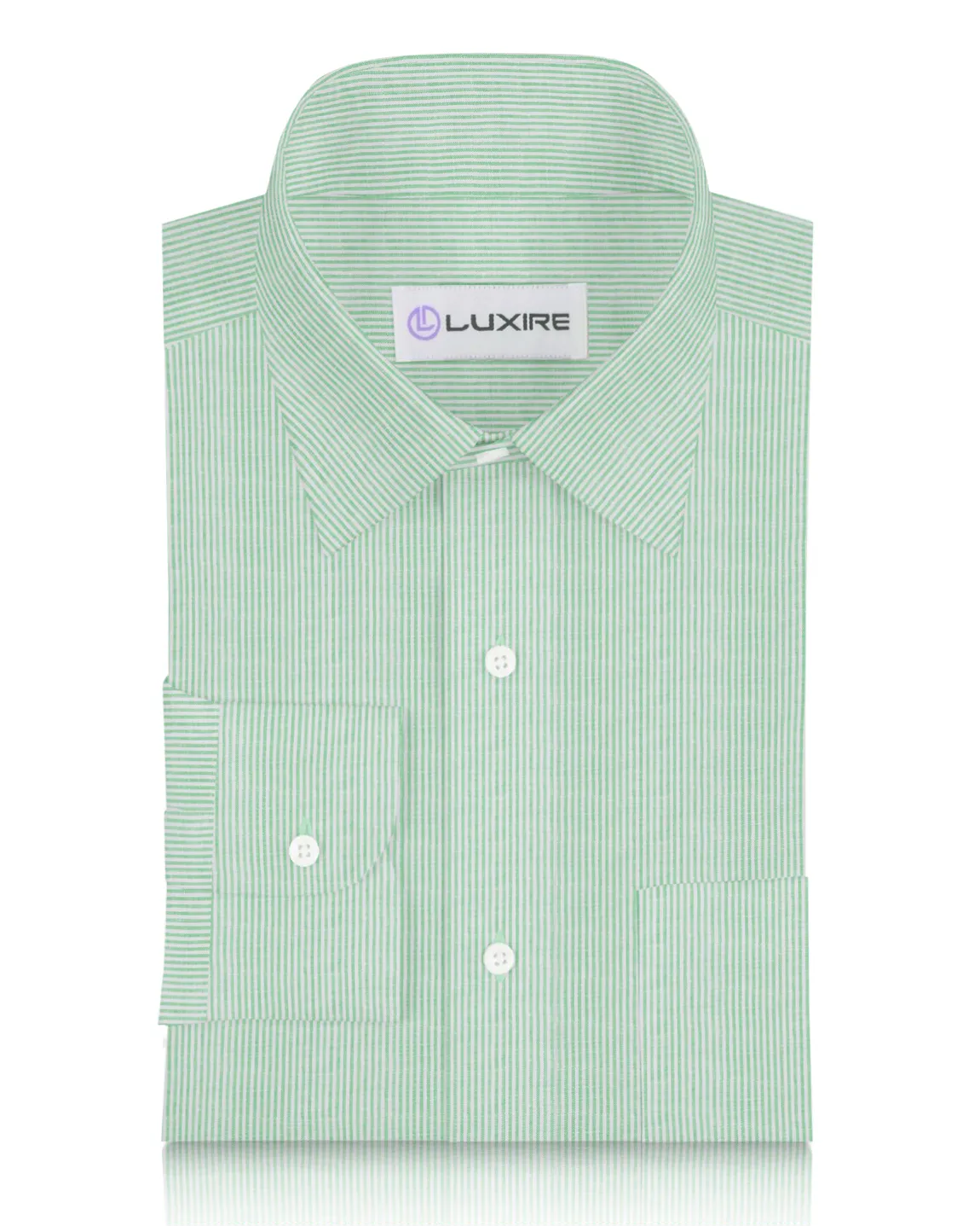 Green Dress Stripes Linen Shirt Night Out Flexible Apparel