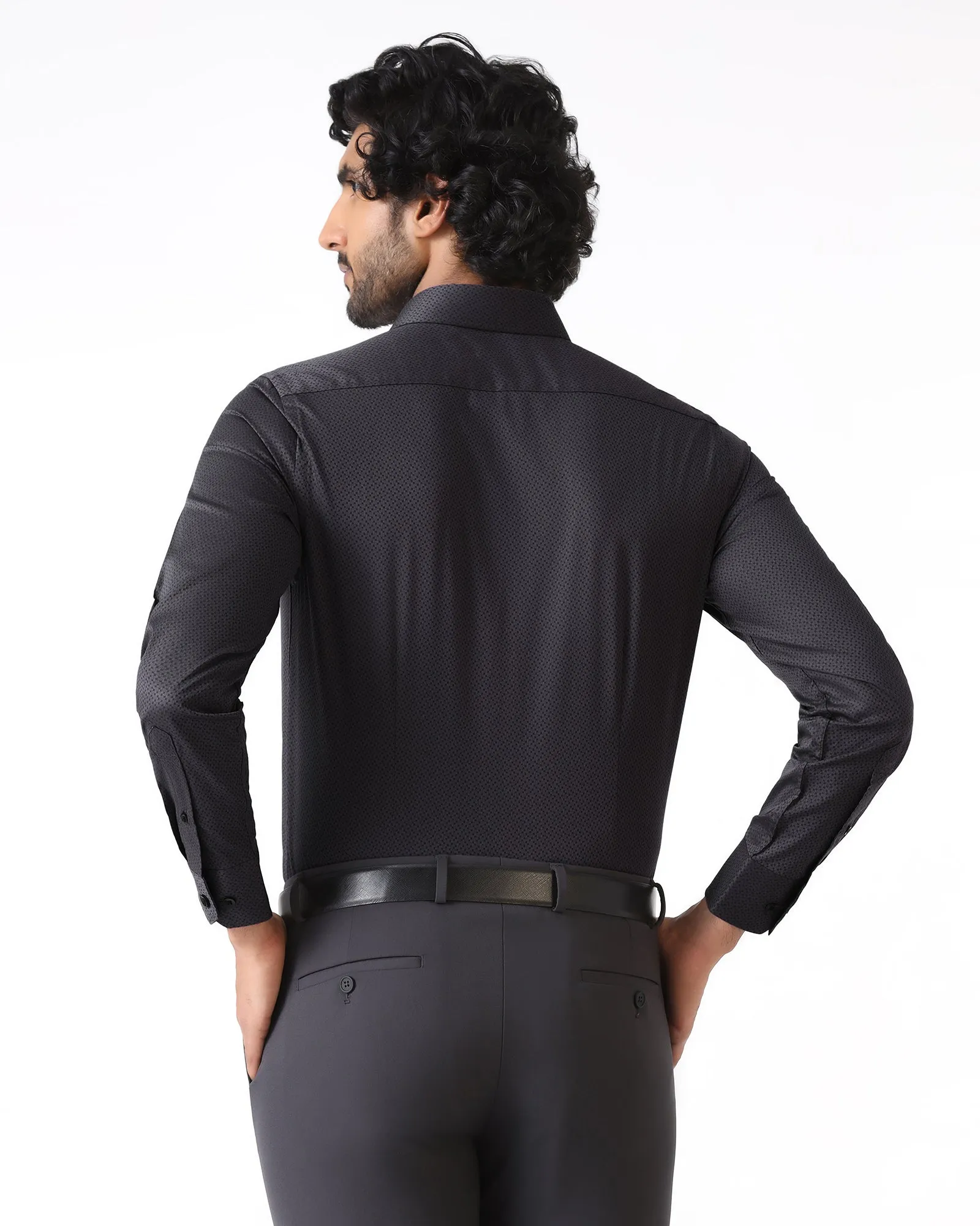 Wrinkle Free Care Wrinkle Resistant Finish Charcoal Textured Shirt - Regard