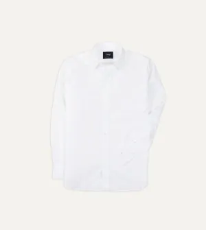 White Cotton Poplin Long Point Collar Shirt wrinkle free