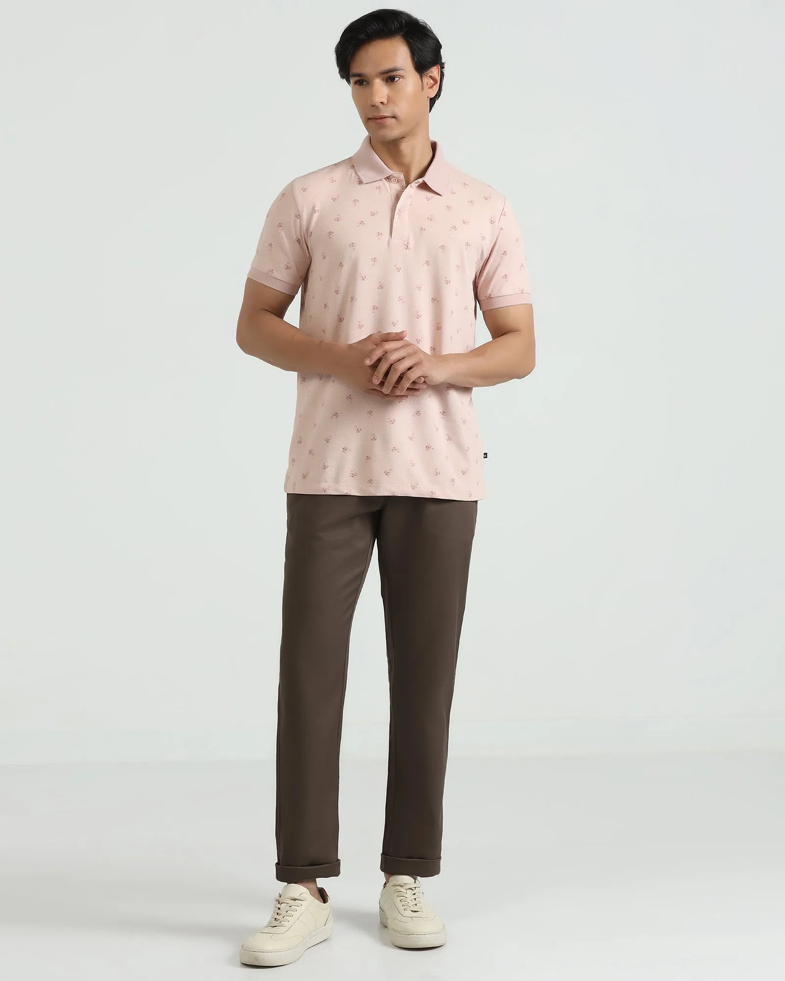 LightweightWeave Linen Slim Comfort B-95 Casual Brown Solid Khakis - Edwin