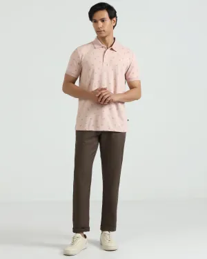 LightweightWeave Linen Slim Comfort B-95 Casual Brown Solid Khakis - Edwin