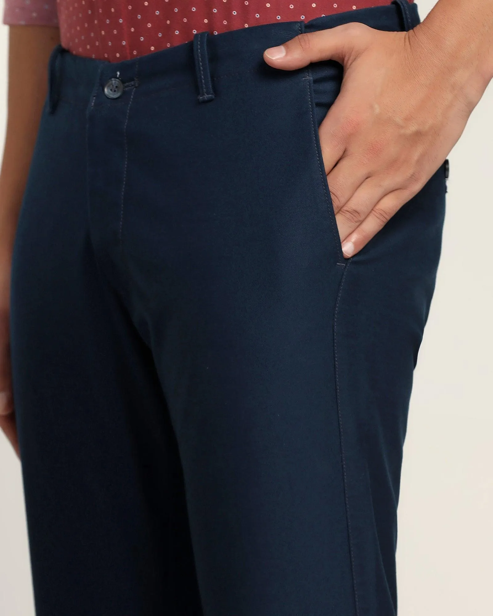 Sweat Resistant Low-rise style Slim Fit B-91 Casual Teal Textured Khakis - Segy