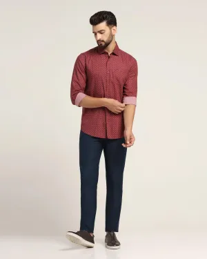 Slim Fit B-91 Casual Teal Textured Khakis - Segy Lounge-friendly Stretchable Design