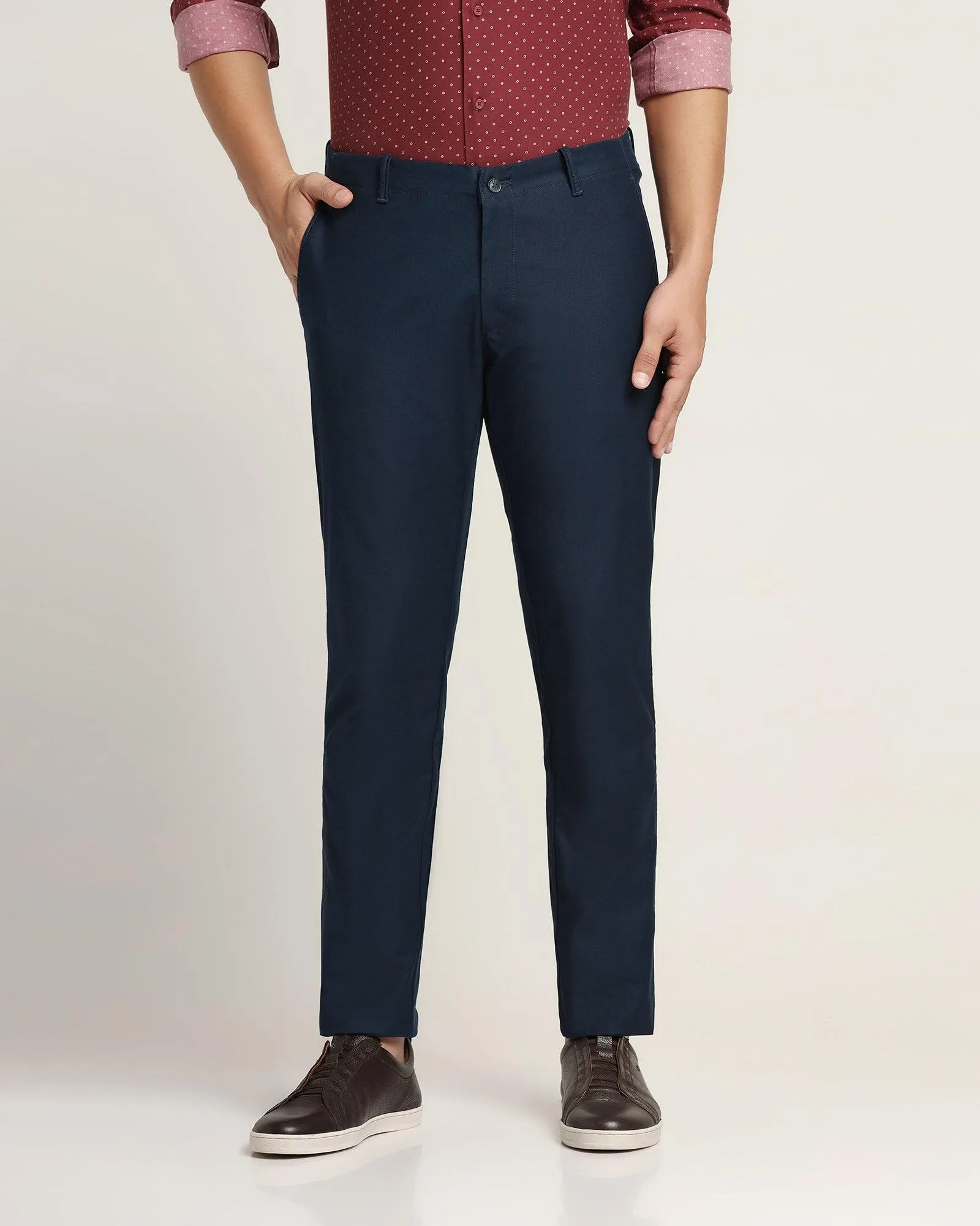 WrinkleResistantMaterial Slim Fit B-91 Casual Teal Textured Khakis - Segy