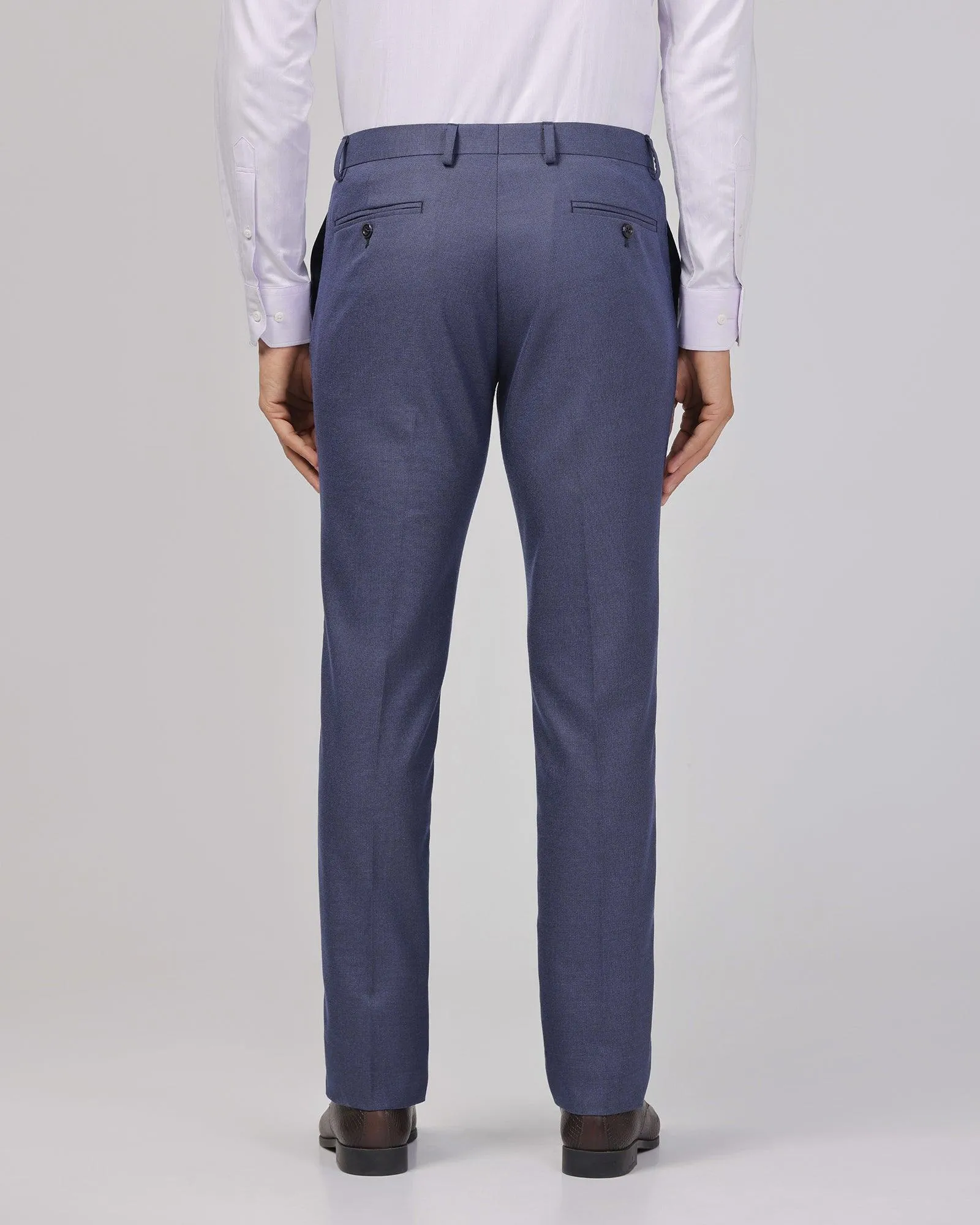 Slim Fit B-91 Formal Navy Textured Trouser - Zing Reinforced Pockets Breathable Layer Fit