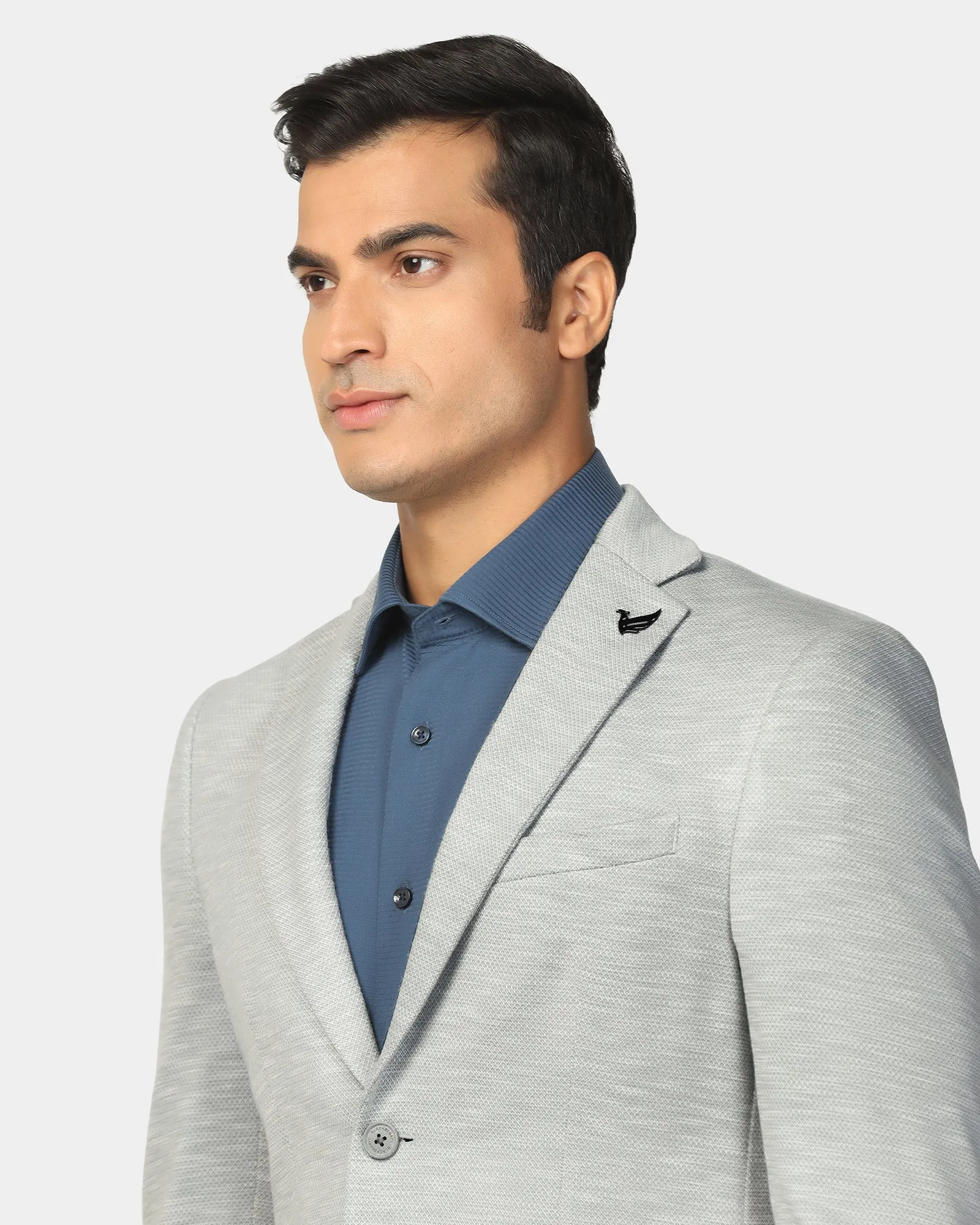 Flex Fit Design Formal Light Grey Textured Blazer - Jacobs