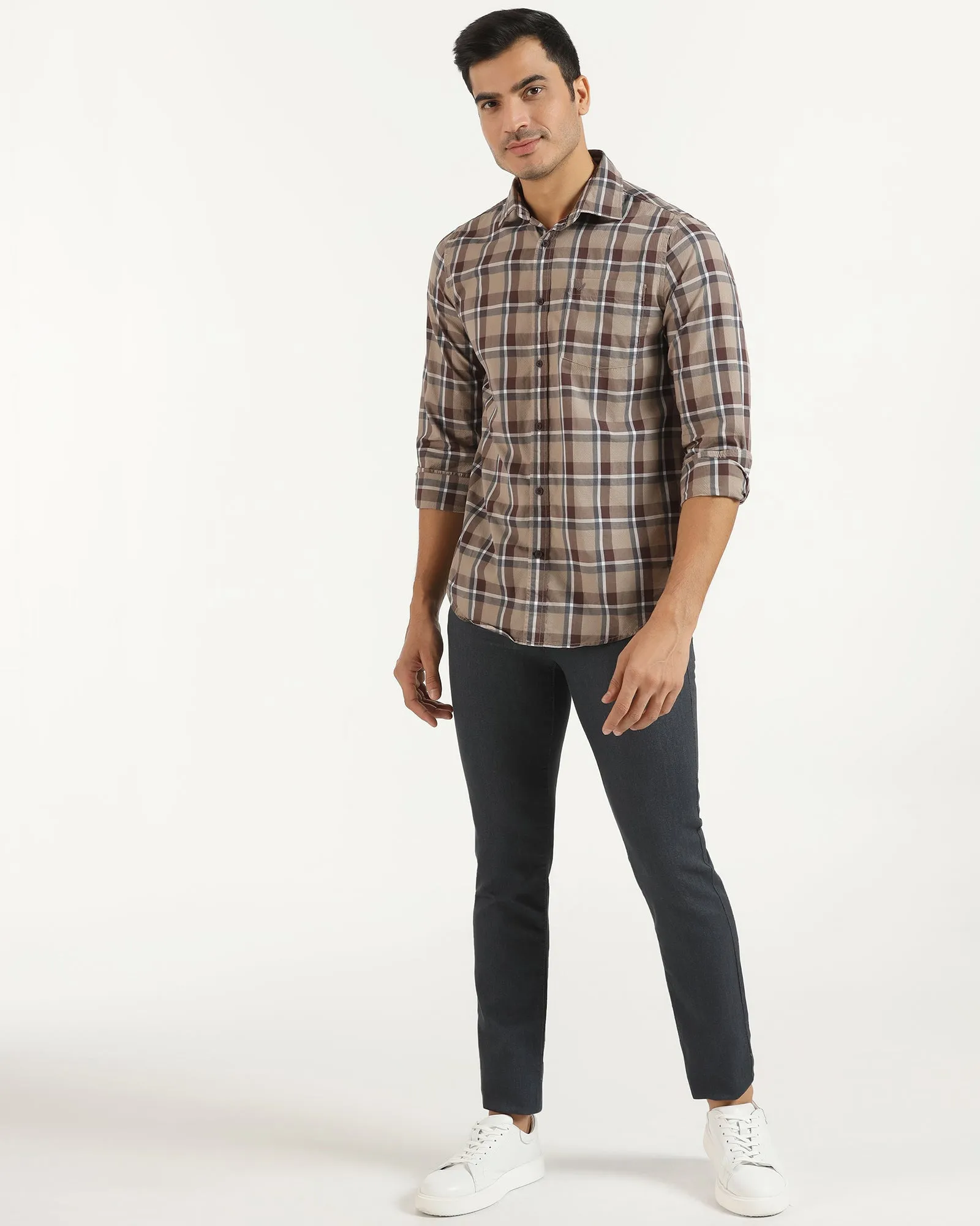 Casual Brown Check Shirt - Jace Striped style