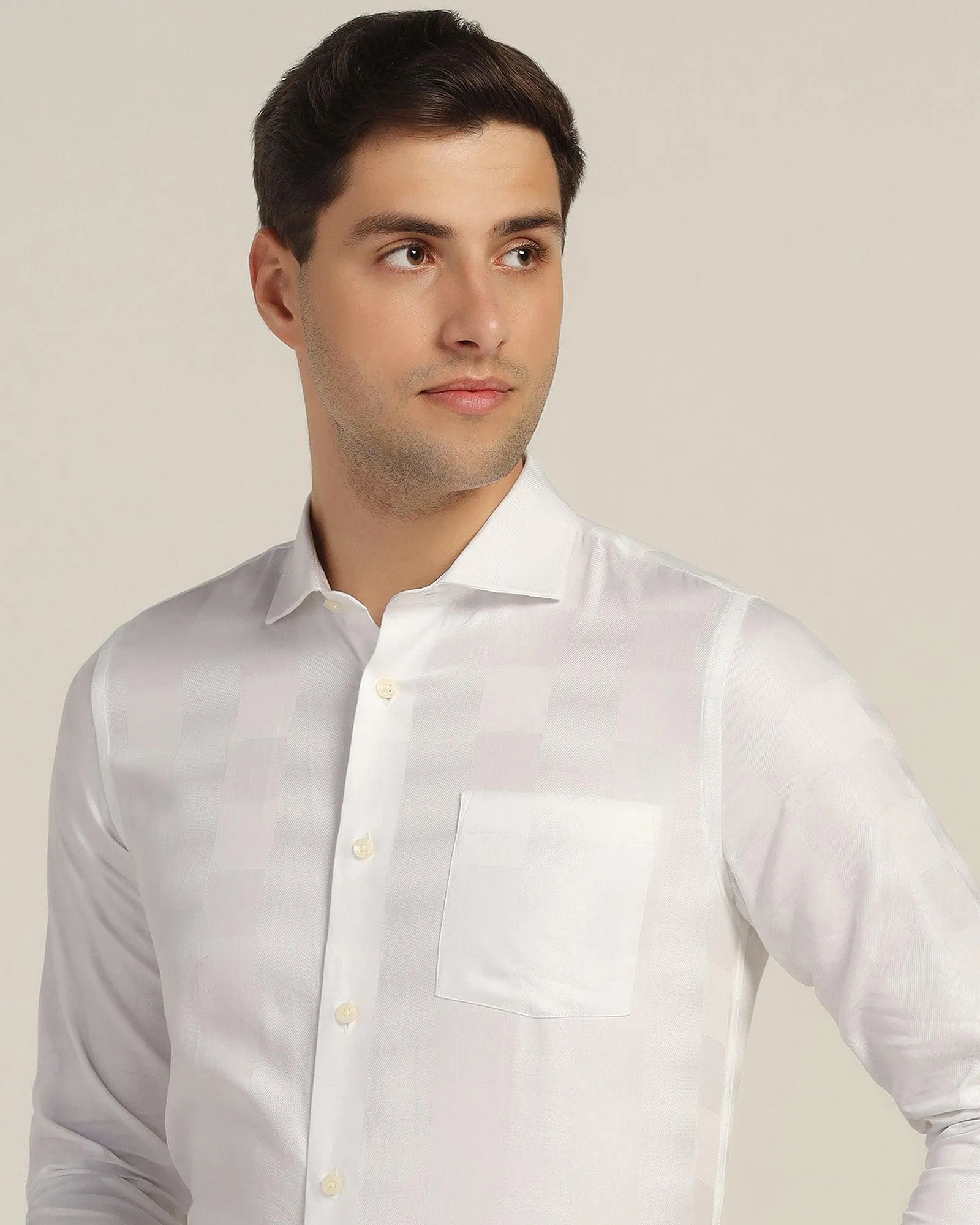 Weekend Vibes Formal White Check Shirt - Dakota