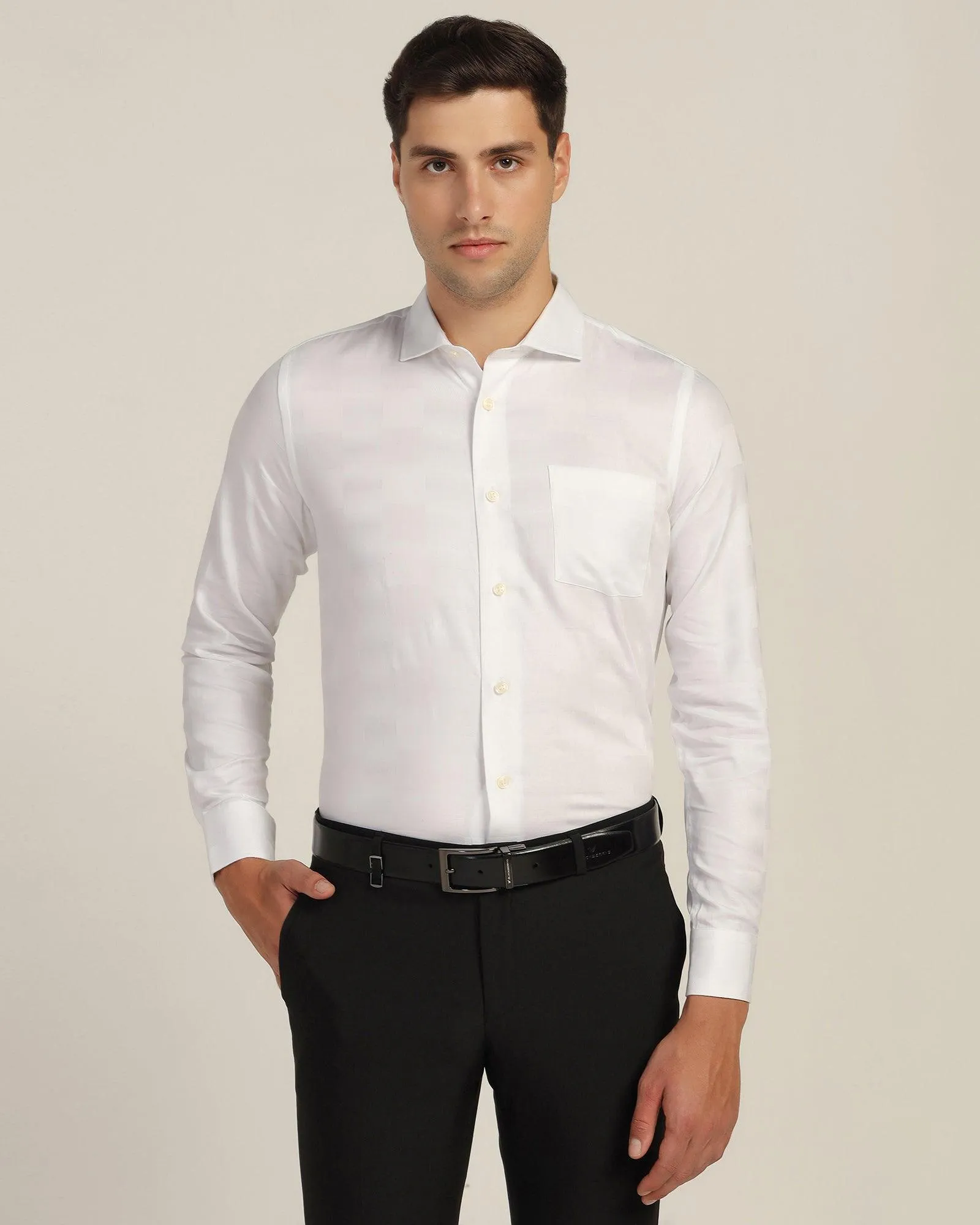 Formal White Check Shirt - Dakota Eco Dye Technique Stylish Appearance