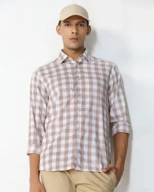 Casual Brown Check Shirt - Omer Spring Collection