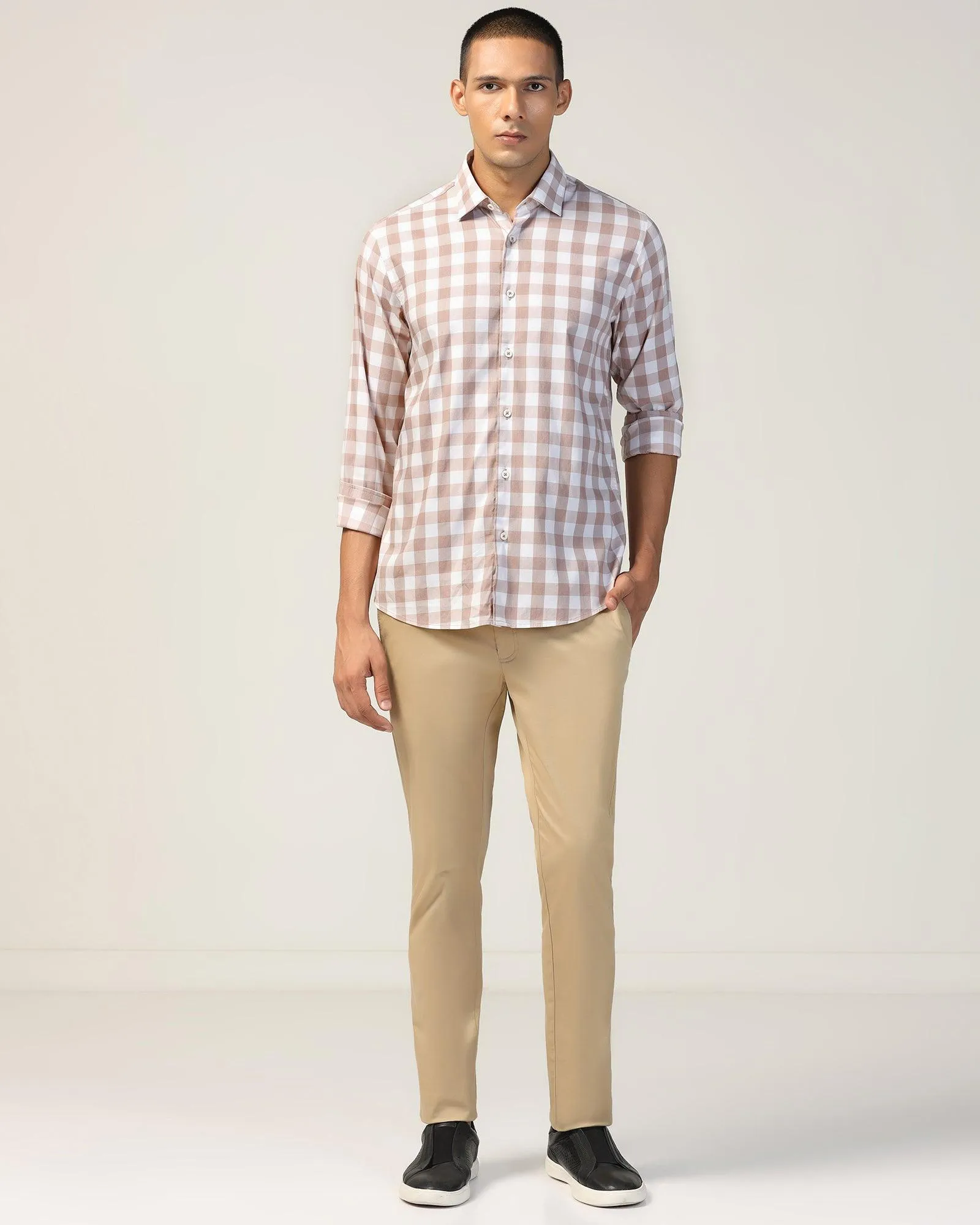 Casual Brown Check Shirt - Omer Cruise Collection