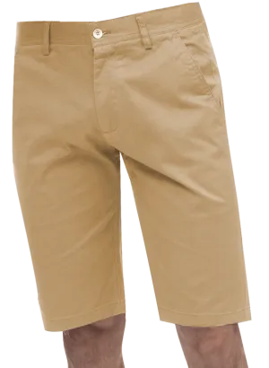 Kent & Park Mens Solid Khaki Tan Classic Fit Flat Front Shorts Cargo Pockets Rubberized Waistband