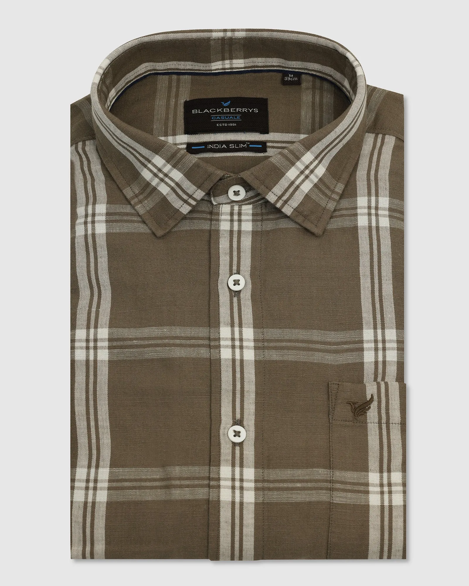Subtle design Linen Casual Natural Check Shirt - Yori